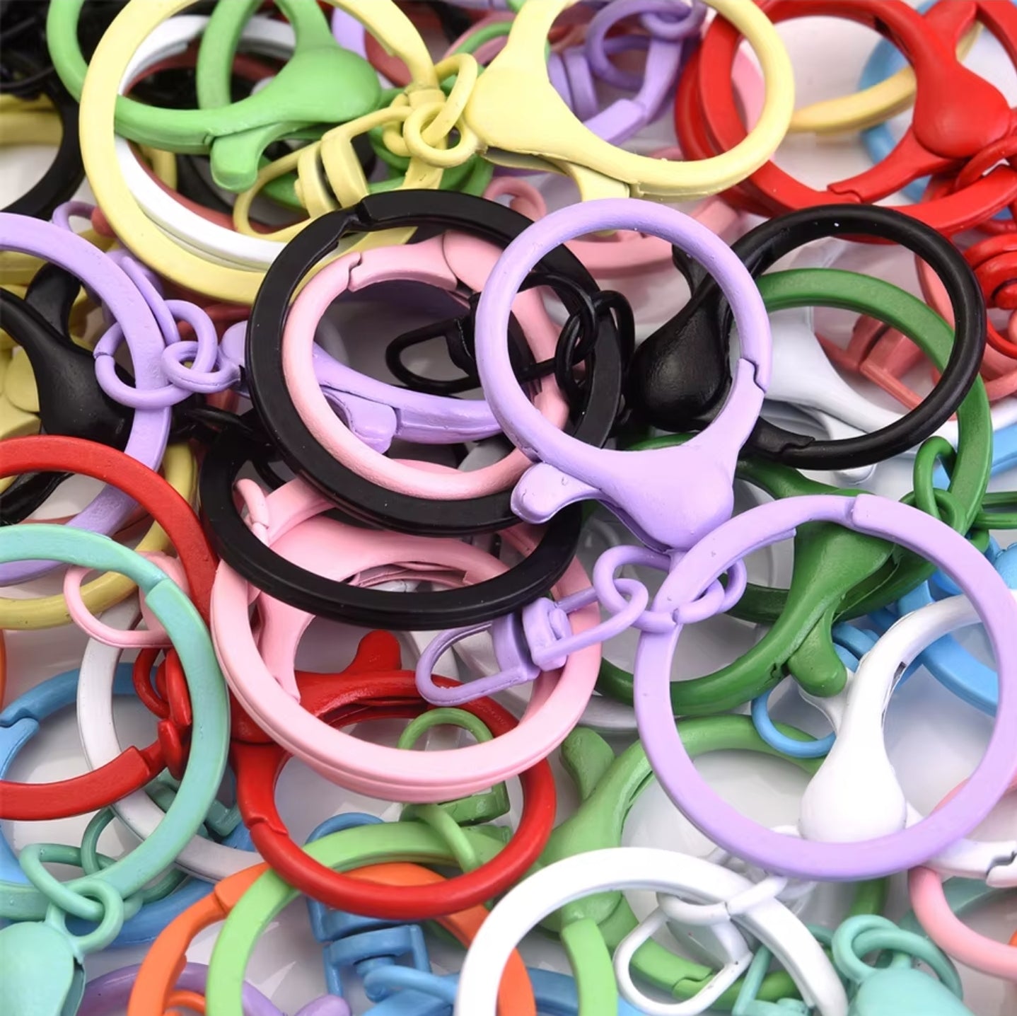 Multicolor Metal Lobster Clasp Ring Keychain