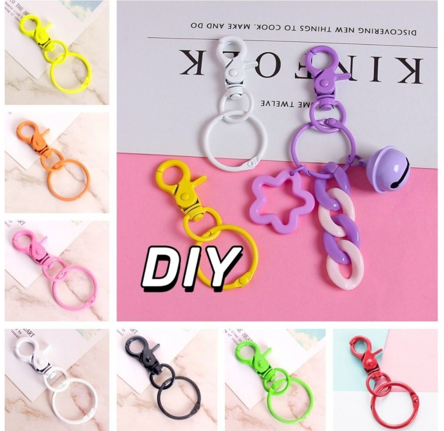 Multicolor Metal Lobster Clasp Ring Keychain