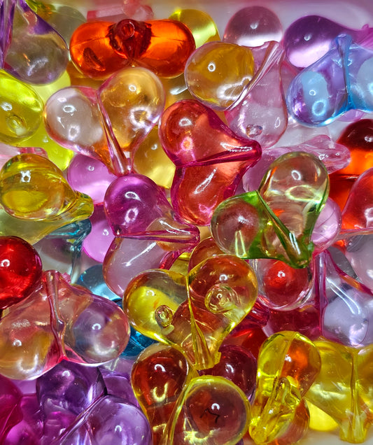 Clear Mix Color Heart Bead Caps
